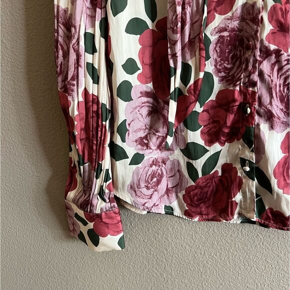 Paige Floral Print Neck Tie Button Down Blouse - Picture 2 of 6
